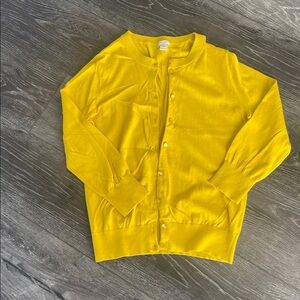 J. Crew Mustard Yellow Classic Cotton Button-Up Cardigan Sweater